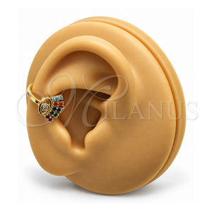Earcuff 02.210.0728.1 Oro Laminado, Diseño de Ojo Griego, con Micro Pave Multicolor, Pulido, Tono Dorado
