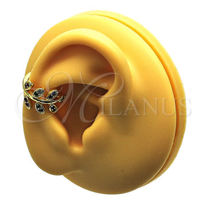 Earcuff 02.210.0729.1 Oro Laminado, Diseño de Oja, con Blanca Micro Pave, Pulido, Tono Dorado