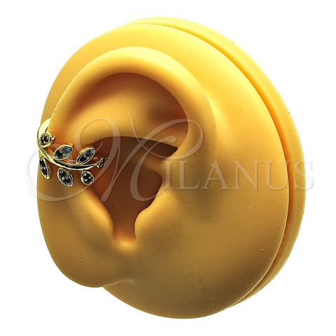 Earcuff 02.210.0729.1 Oro Laminado, Diseño de Oja, con Blanca Micro Pave, Pulido, Tono Dorado