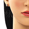 Arete Dormilona 02.387.0097.1 Oro Laminado, con Multicolor Zirconia Cubica, Pulido, Tono Dorado