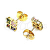 Arete Dormilona 02.387.0097.1 Oro Laminado, con Multicolor Zirconia Cubica, Pulido, Tono Dorado