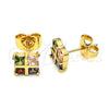 Arete Dormilona 02.387.0097.1 Oro Laminado, con Multicolor Zirconia Cubica, Pulido, Tono Dorado