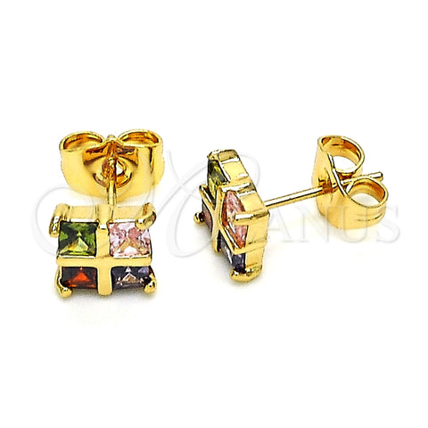 Arete Dormilona 02.387.0097.1 Oro Laminado, con Multicolor Zirconia Cubica, Pulido, Tono Dorado