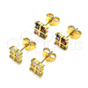 Arete Dormilona 02.387.0097.1 Oro Laminado, con Multicolor Zirconia Cubica, Pulido, Tono Dorado
