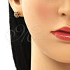 Arete Dormilona 02.387.0099.1 Oro Laminado, con Granate Zirconia Cubica, Pulido, Tono Dorado
