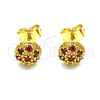 Arete Dormilona 02.387.0099.1 Oro Laminado, con Granate Zirconia Cubica, Pulido, Tono Dorado