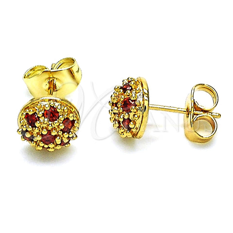 Arete Dormilona 02.387.0099.1 Oro Laminado, con Granate Zirconia Cubica, Pulido, Tono Dorado