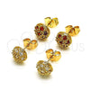 Arete Dormilona 02.387.0099.1 Oro Laminado, con Granate Zirconia Cubica, Pulido, Tono Dorado