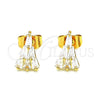 Arete Dormilona 02.387.0100 Oro Laminado, Diseño de Baguette, con Blanca Zirconia Cubica, Pulido, Tono Dorado