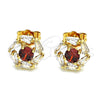 Arete Dormilona 02.387.0017.2 Oro Laminado, con Granate and Blanca Zirconia Cubica, Pulido, Tono Dorado