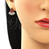 Arete Dormilona 02.387.0103.2 Oro Laminado, Diseño de Gota y Baguette, con Granate and Blanca Zirconia Cubica, Pulido, Tono Dorado