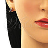Arete Dormilona 02.387.0105 Oro Laminado, Diseño de Mariposa, con Multicolor Zirconia Cubica, Pulido, Tono Dorado