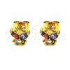 Arete Dormilona 02.387.0105 Oro Laminado, Diseño de Mariposa, con Multicolor Zirconia Cubica, Pulido, Tono Dorado