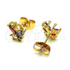 Arete Dormilona 02.387.0105 Oro Laminado, Diseño de Mariposa, con Multicolor Zirconia Cubica, Pulido, Tono Dorado