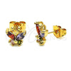 Arete Dormilona 02.387.0105 Oro Laminado, Diseño de Mariposa, con Multicolor Zirconia Cubica, Pulido, Tono Dorado