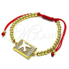 Pulsera Bolo Ajustable 03.193.0008.11 Oro Laminado, Diseño de Avión y Bola, con Blanca Micro Pave, Pulido, Tono Dorado (04 MM Thickness, 11 Inches Length)