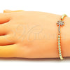 Pulsera Bolo Ajustable 03.193.0009.11 Oro Laminado, Diseño de Palmera y Bola, con Blanca Micro Pave, Pulido, Tono Dorado (04 MM Thickness, 11 Inches Length)