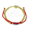 Pulsera Bolo Ajustable 03.193.0009.11 Oro Laminado, Diseño de Palmera y Bola, con Blanca Micro Pave, Pulido, Tono Dorado (04 MM Thickness, 11 Inches Length)