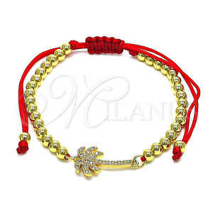 Pulsera Bolo Ajustable 03.193.0009.11 Oro Laminado, Diseño de Palmera y Bola, con Blanca Micro Pave, Pulido, Tono Dorado (04 MM Thickness, 11 Inches Length)