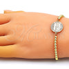 Pulsera Bolo Ajustable 03.193.0010.11 Oro Laminado, Diseño de Amor y Corazón, con Blanca Micro Pave, Pulido, Tono Dorado (04 MM Thickness, 11 Inches Length)