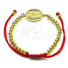 Pulsera Bolo Ajustable 03.193.0010.11 Oro Laminado, Diseño de Amor y Corazón, con Blanca Micro Pave, Pulido, Tono Dorado (04 MM Thickness, 11 Inches Length)