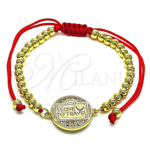 Pulsera Bolo Ajustable 03.193.0010.11 Oro Laminado, Diseño de Amor y Corazón, con Blanca Micro Pave, Pulido, Tono Dorado (04 MM Thickness, 11 Inches Length)