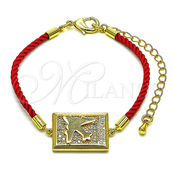 Pulsera Elegante 03.193.0013.06 Oro Laminado, Diseño de Avión, con Blanca Micro Pave, Pulido, Tono Dorado (02 MM Thickness, 6 Inches Length)