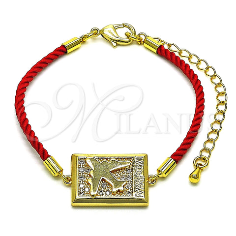 Pulsera Elegante 03.193.0013.06 Oro Laminado, Diseño de Avión, con Blanca Micro Pave, Pulido, Tono Dorado (02 MM Thickness, 6 Inches Length)