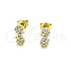 Arete Dormilona 02.102.0063 Oro Laminado, Diseño de Infinito, con Blanca Micro Pave, Pulido, Tono Dorado