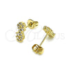 Arete Dormilona 02.102.0063 Oro Laminado, Diseño de Infinito, con Blanca Micro Pave, Pulido, Tono Dorado
