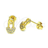 Arete Dormilona 02.102.0066 Oro Laminado, Diseño de Paperclip, con Blanca Micro Pave, Pulido, Tono Dorado