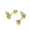 Arete Dormilona 02.102.0067 Oro Laminado, Diseño de Mariposa, con Blanca Micro Pave, Pulido, Tono Dorado