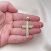 Dije Religioso 05.102.0033 Oro Laminado, Diseño de Cruz, con Blanca Micro Pave, Pulido, Tono Dorado