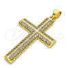 Dije Religioso 05.102.0033 Oro Laminado, Diseño de Cruz, con Blanca Micro Pave, Pulido, Tono Dorado
