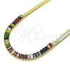 Gargantilla Elegante 04.341.0097.3.16 Oro Laminado, Diseño de Baguette, con Multicolor Zirconia Cubica, Pulido, Tono Dorado (05 MM Thickness, 16 Inches Length)