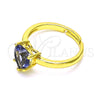 Anillo Multi Piedra 01.341.0075.4 Oro Laminado, Diseño de Corazón, con Amatista Zirconia Cubica, Pulido, Tono Dorado (One size fits all)