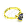 Anillo Multi Piedra 01.341.0075.4 Oro Laminado, Diseño de Corazón, con Amatista Zirconia Cubica, Pulido, Tono Dorado (One size fits all)