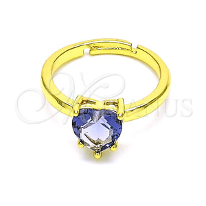 Anillo Multi Piedra 01.341.0075.4 Oro Laminado, Diseño de Corazón, con Amatista Zirconia Cubica, Pulido, Tono Dorado (One size fits all)