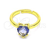 Anillo Multi Piedra 01.341.0075.4 Oro Laminado, Diseño de Corazón, con Amatista Zirconia Cubica, Pulido, Tono Dorado (One size fits all)