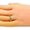 Anillo Multi Piedra 01.341.0076 Oro Laminado, Diseño de Corazón, con Verde Zirconia Cubica, Pulido, Tono Dorado (One size fits all)