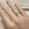 Anillo Multi Piedra 01.341.0076 Oro Laminado, Diseño de Corazón, con Verde Zirconia Cubica, Pulido, Tono Dorado (One size fits all)