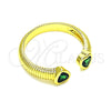 Anillo Multi Piedra 01.341.0076 Oro Laminado, Diseño de Corazón, con Verde Zirconia Cubica, Pulido, Tono Dorado (One size fits all)