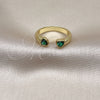 Anillo Multi Piedra 01.341.0076 Oro Laminado, Diseño de Corazón, con Verde Zirconia Cubica, Pulido, Tono Dorado (One size fits all)