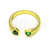 Anillo Multi Piedra 01.341.0076 Oro Laminado, Diseño de Corazón, con Verde Zirconia Cubica, Pulido, Tono Dorado (One size fits all)