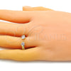 Anillo Multi Piedra 01.341.0076.1 Oro Laminado, Diseño de Corazón, con Rosado Zirconia Cubica, Pulido, Tono Dorado (One size fits all)