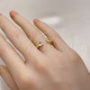 Anillo Multi Piedra 01.341.0076.1 Oro Laminado, Diseño de Corazón, con Rosado Zirconia Cubica, Pulido, Tono Dorado (One size fits all)