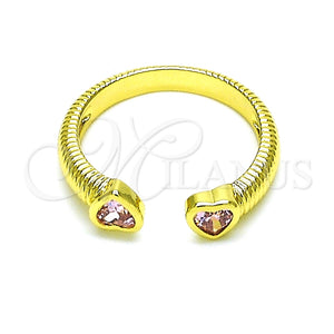 Anillo Multi Piedra 01.341.0076.1 Oro Laminado, Diseño de Corazón, con Rosado Zirconia Cubica, Pulido, Tono Dorado (One size fits all)