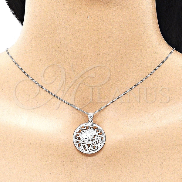 Dije Elegante 05.398.0005 Plata Rodinada, Diseño de Tortuga, Pulido, Crudo