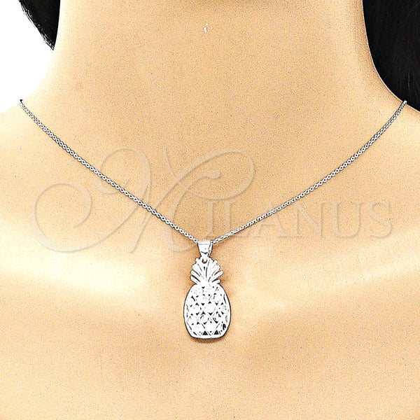 Dije Elegante 05.398.0006 Plata Rodinada, Diseño de Pina, Pulido, Crudo