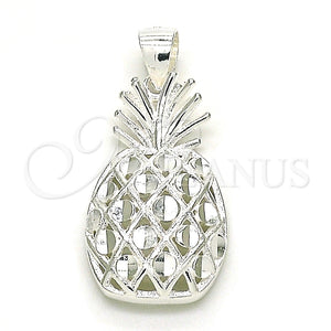 Dije Elegante 05.398.0006 Plata Rodinada, Diseño de Pina, Pulido, Crudo